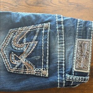 Grace in LA Women's Blue Boot Cut Jeans with Embroidery